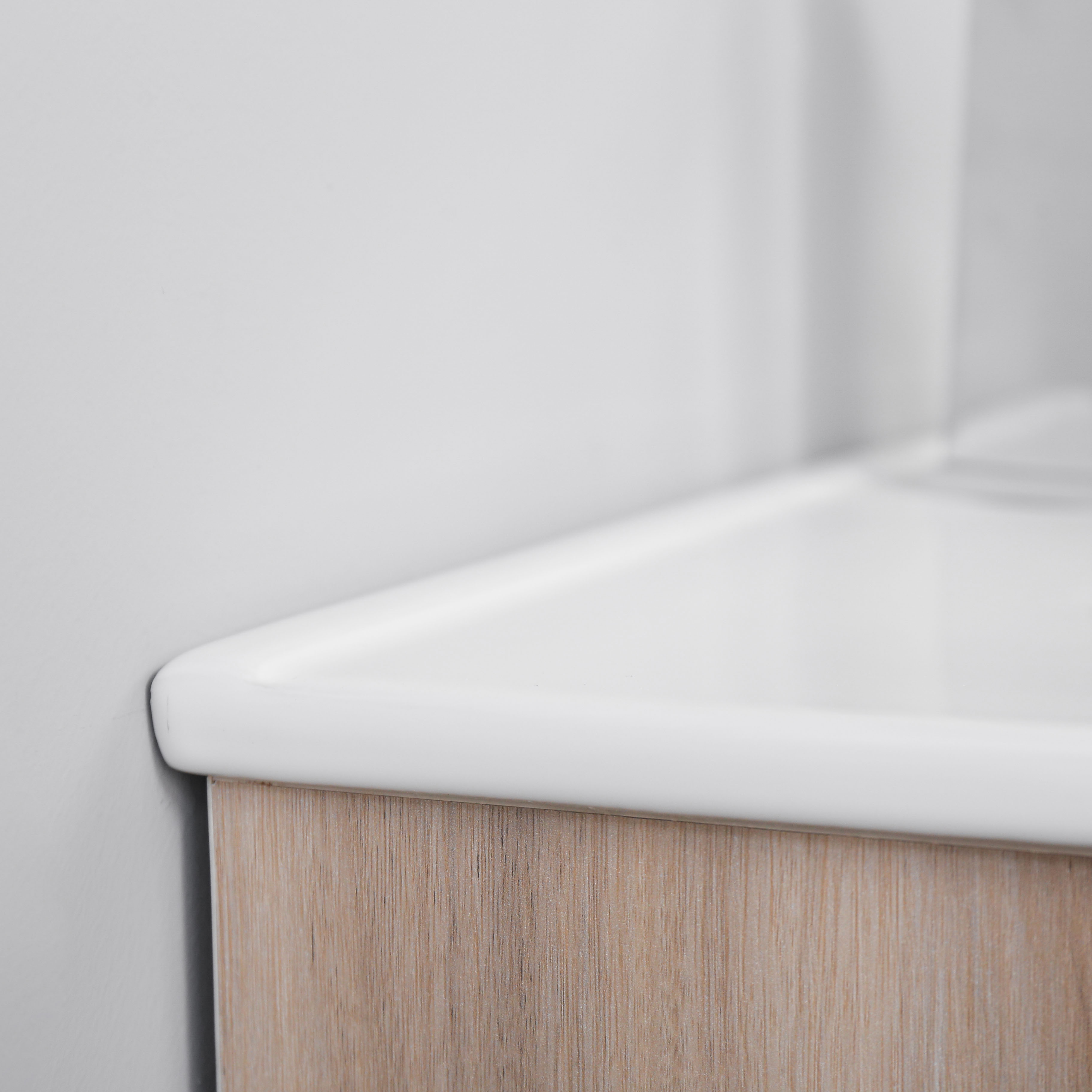 Drop-in rechthoekige verenrand dunne rand ijdelheid top witte keramische badkamer wastafel