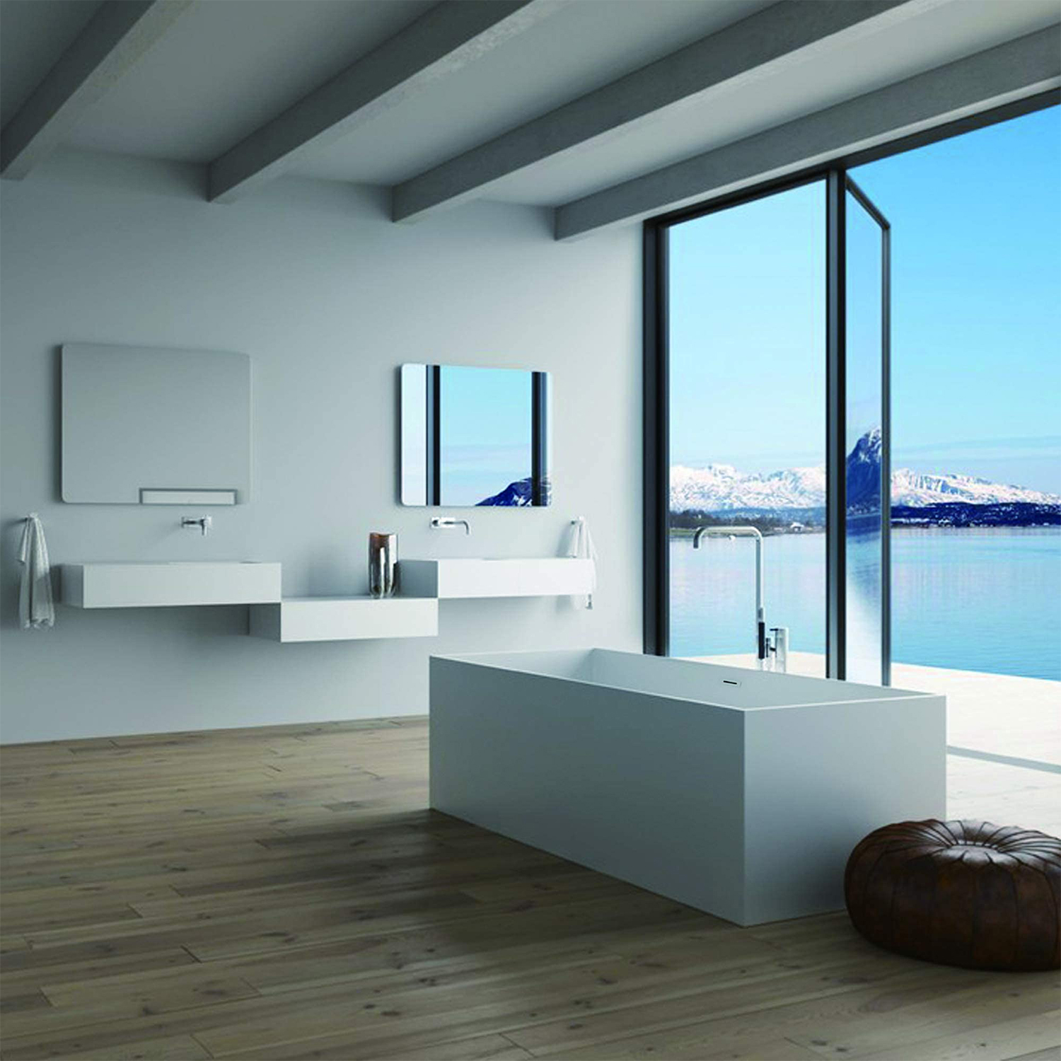 Op maat gemaakte moderne vrijstaande badkuip Noord-Amerika Luxe badkuip Wit acryl badkuip