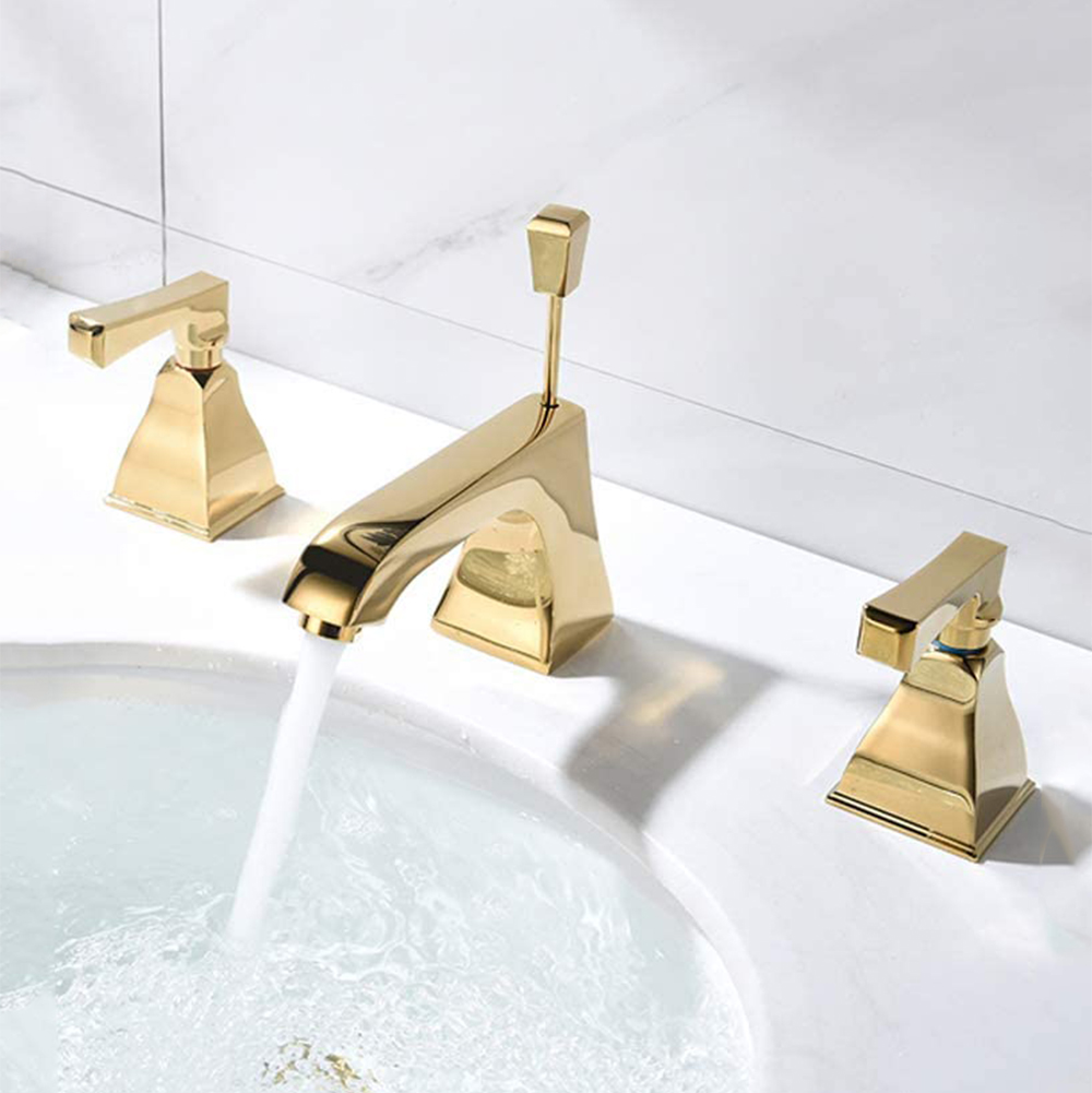 Aquacubic Luxe Gouden Mengkranen Dual Handle 3 Hole 8 'Wijdverspreide Badkamer Toilet Wastafel Kraan