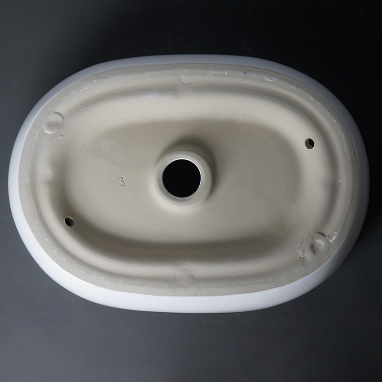 moderne ovale keramische kunstwastafel boven de wastafel in de badkamer