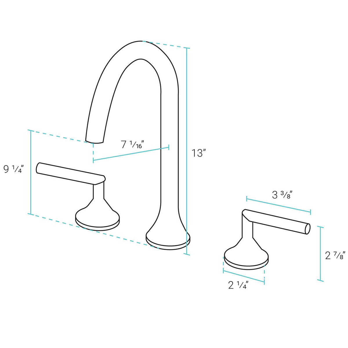 Aquacubic cUPC-gecertificeerde wijdverspreide badkamerkraan met 2 handgrepen, geborsteld nikkel