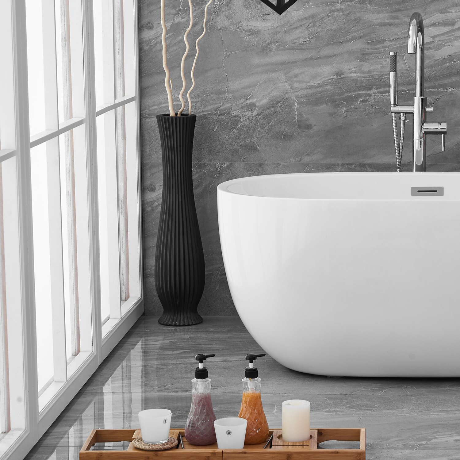 Populaire stijl dunne rand kunststeen badkuip acryl massief oppervlak vrijstaande badkamer badkuip voor hotel