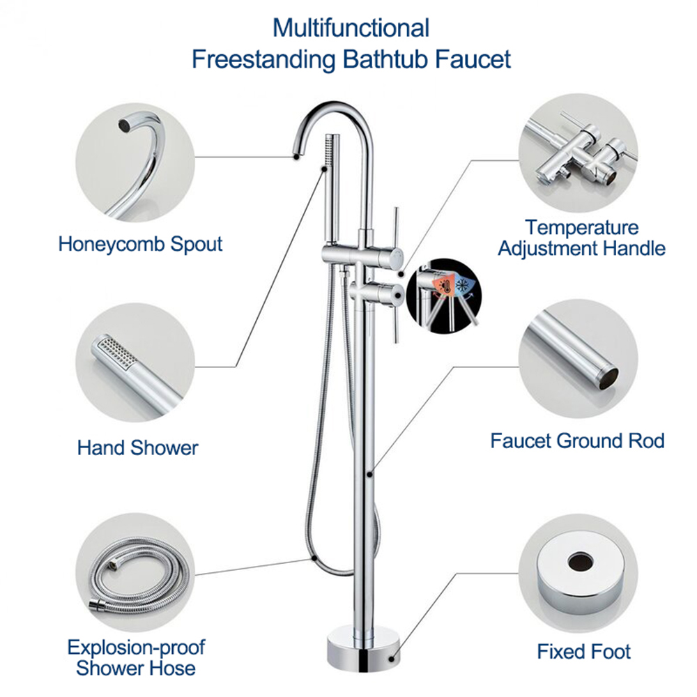 Aquacubic High Flow Badkamer Badkraan Warm Koud Vrijstaande Badkraan met Handdouche