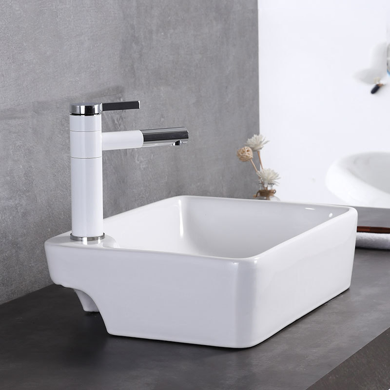 Aangepaste rechthoek wit geglazuurde kleur aanrecht wastafels badkamer wastafel