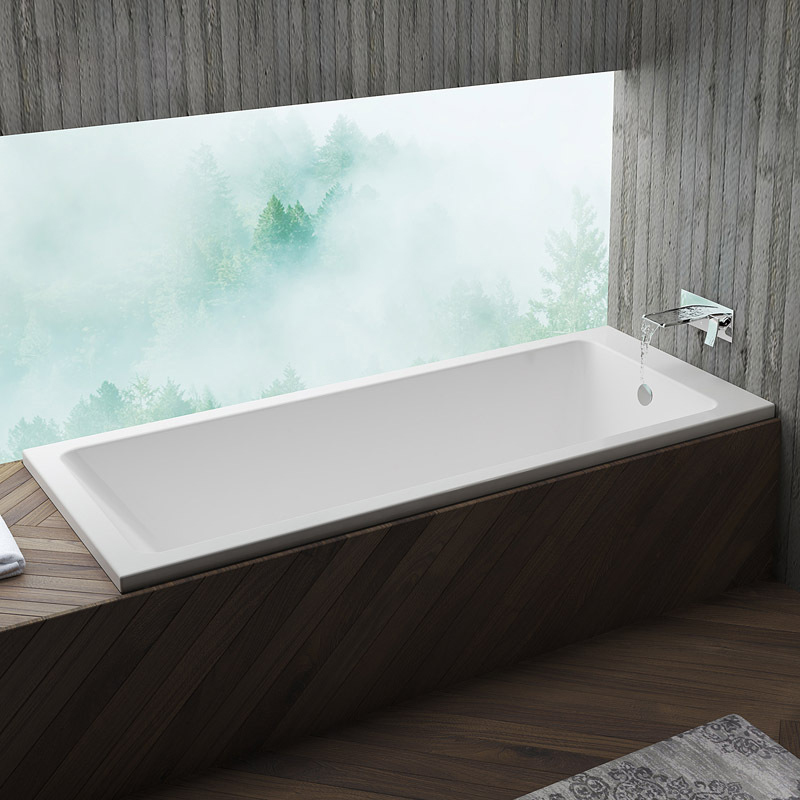 Hoge kwaliteit eenvoudige witte centrale afvoer acryl druppel in rechthoekige badkuip met massief oppervlak