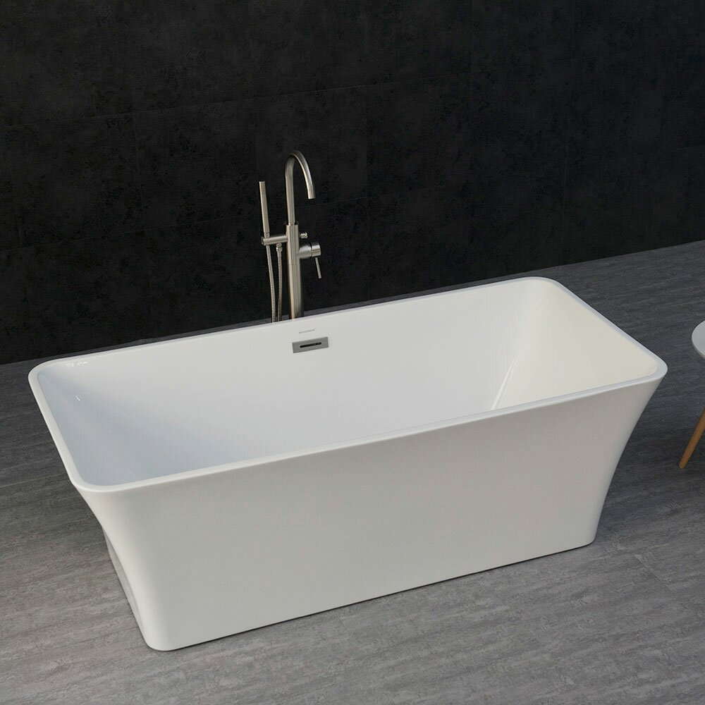 Modern acryl vrijstaand rechthoekig bad 67 inch platte bodem Een stuk stand-alone glasvezel inwekende hot tub