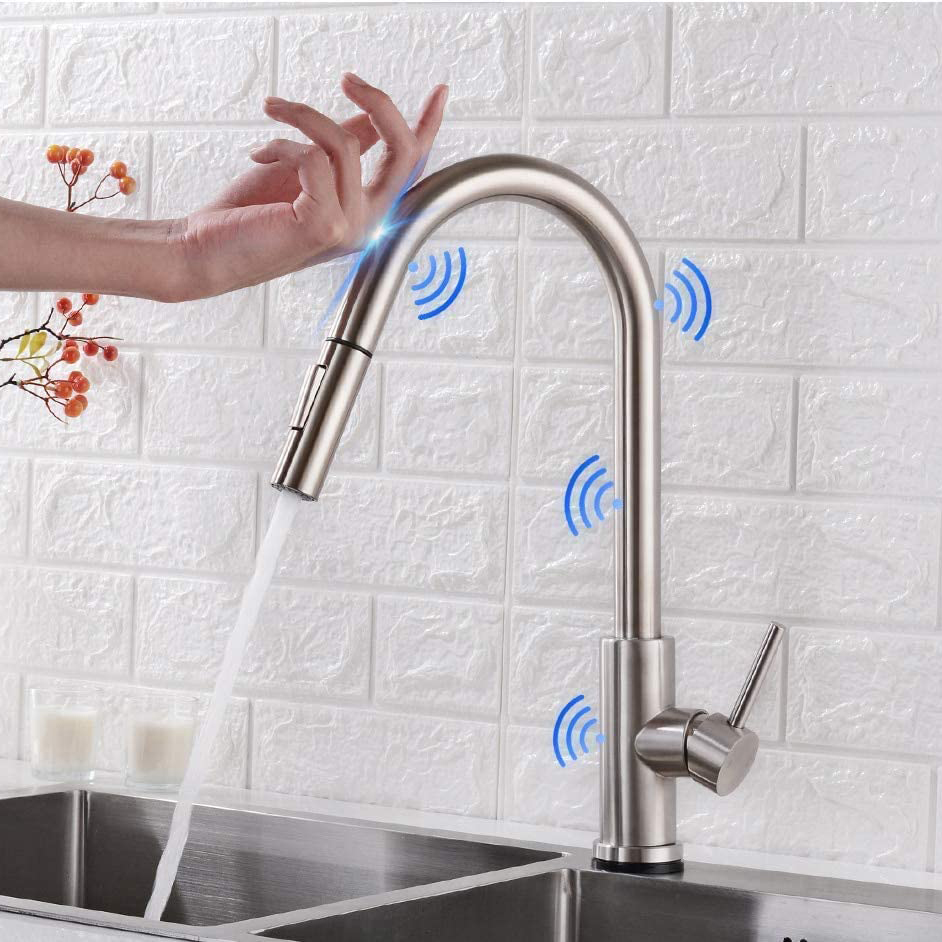 Aquacubic CUPC CE-gecertificeerde aanraaksensor Smart Sense keukenkranen met uittrekbare sproeier