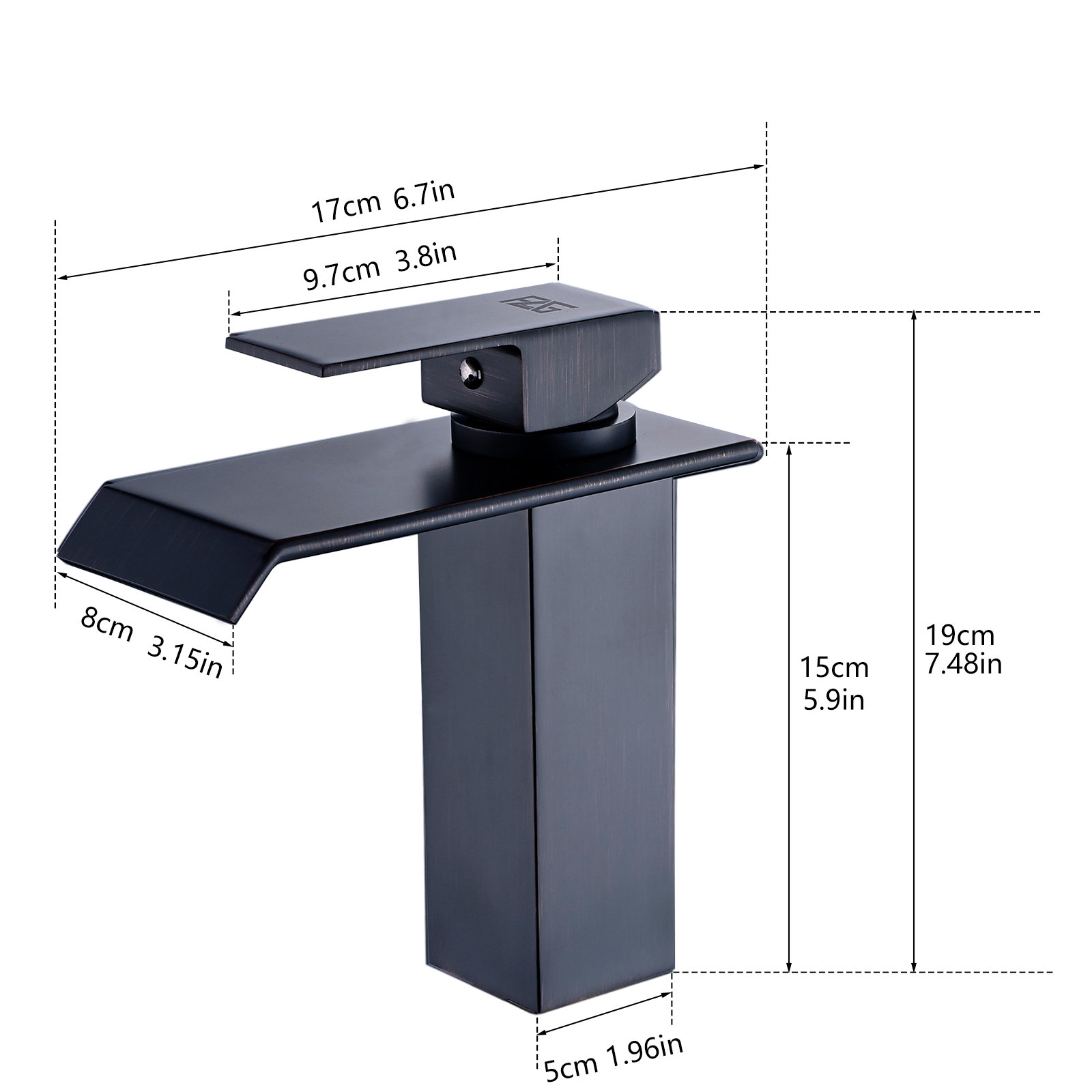 Luxe SUS 304 Toilet Vessel Badkamer Kraan Mat Zwart Waterval Kraan Wastafel Enkele Handgreep Badkamer Wastafel Kraan