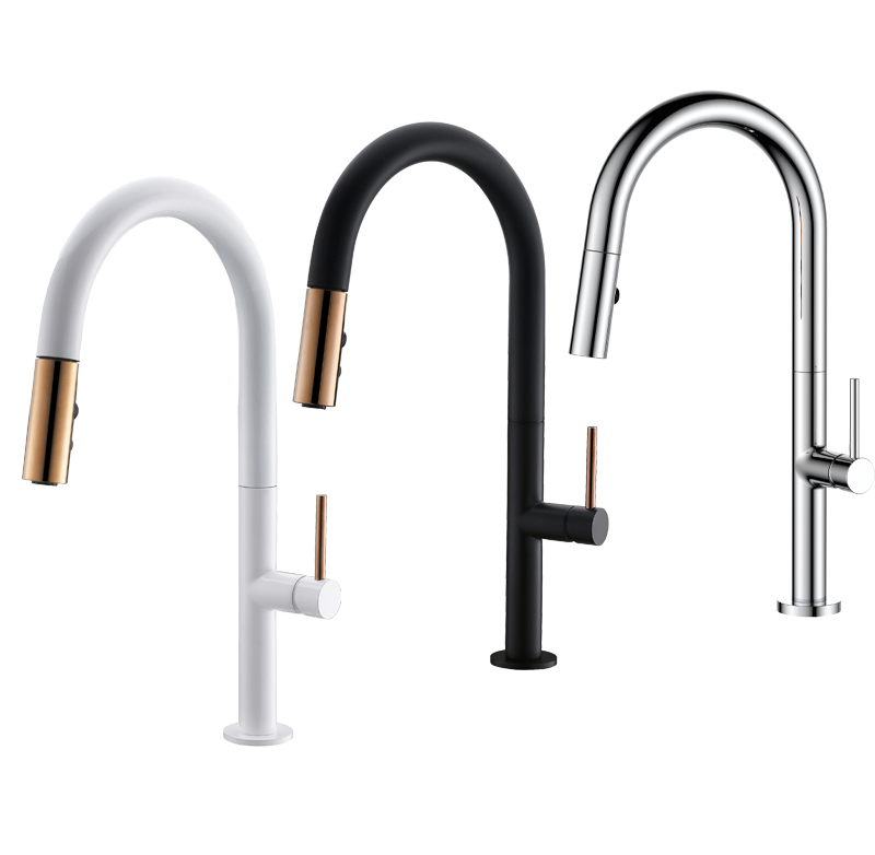 Aquacubic cUPC Enkele handgreep Chrome Pull Down Kitchen Sink Kraan / Kraan met 2 standen sproeier