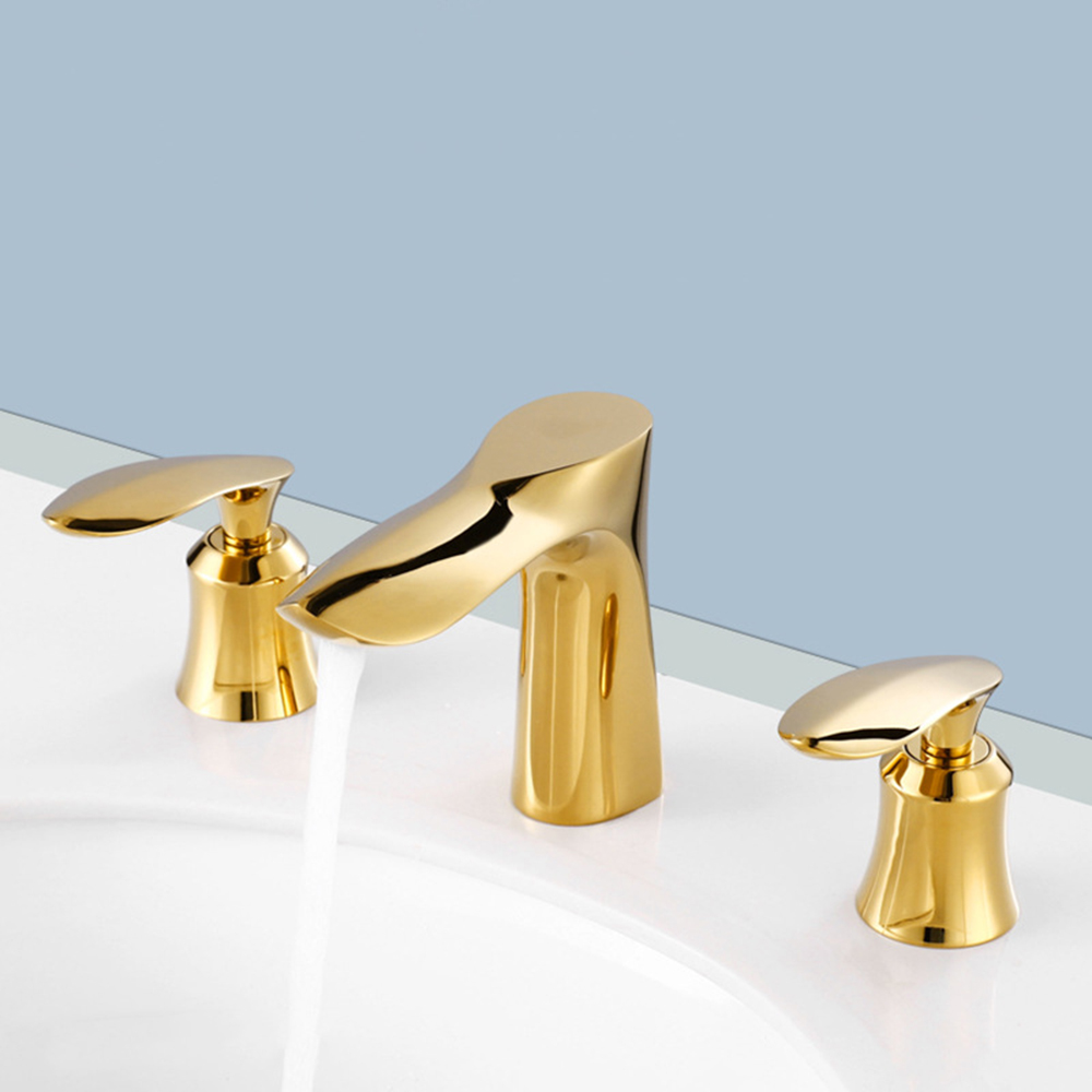 Amerikaanse 8 Inch Antiek Goud 3 Gaten 2 Handvaten Wijdverspreide Badkamer Wastafel Kranen