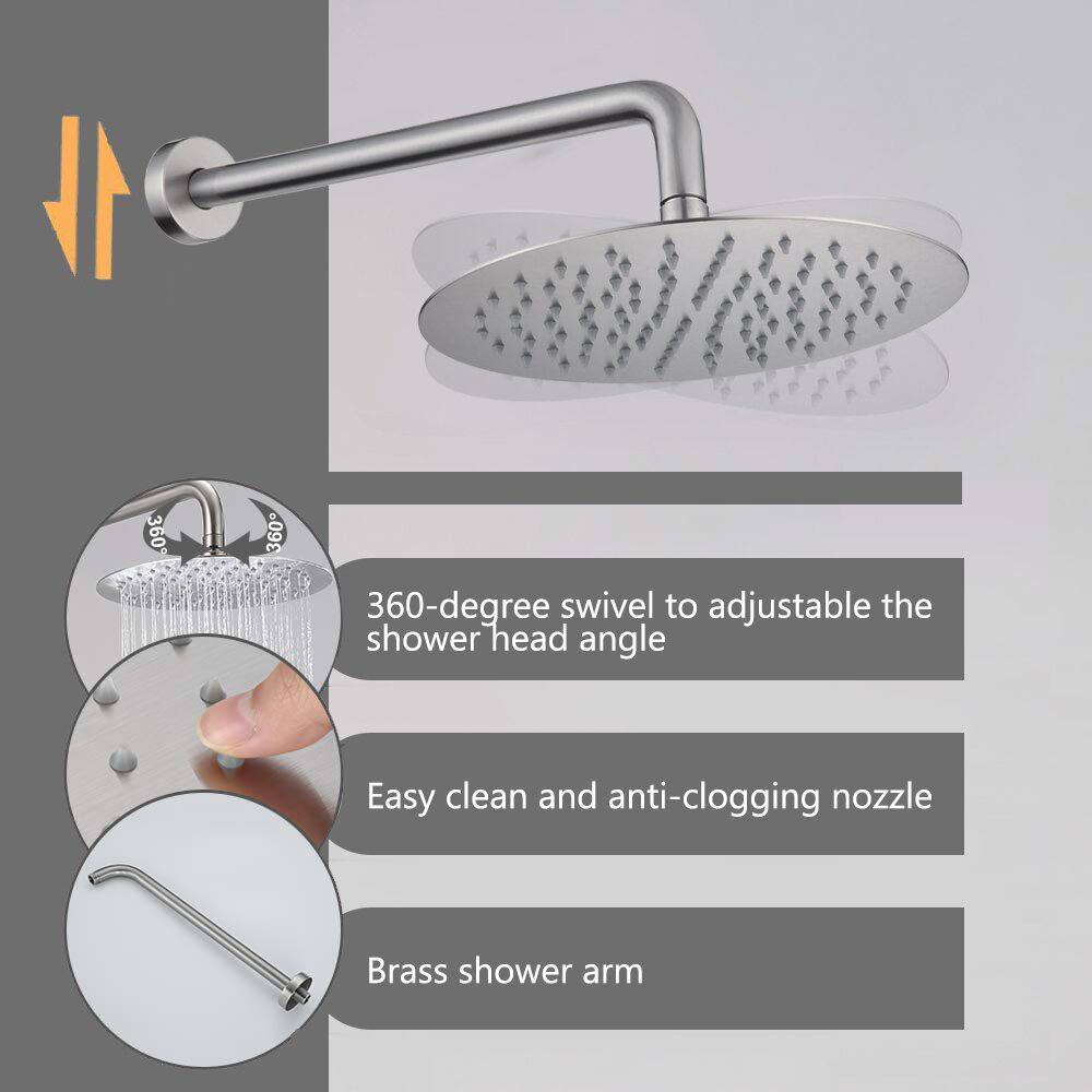 Aquacubic Geborsteld Nikkel Dubbele Handgreep Douche Kraan Set 10 ' Regendouche Met Handdouche