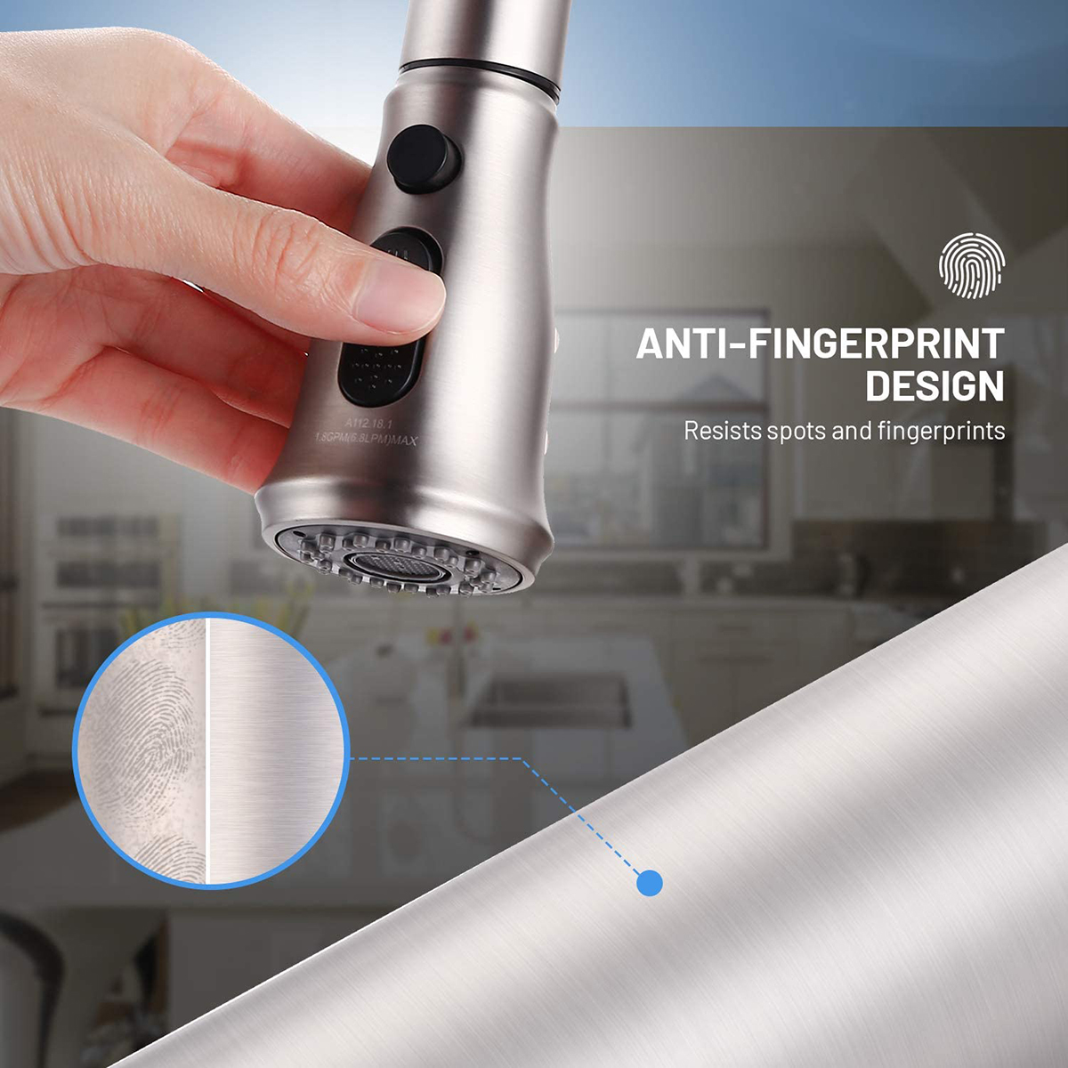 Aquacubic cUPC Modern Design Sensor Touchless Keukenkraan met 2-Functie Pull Down Sproeier