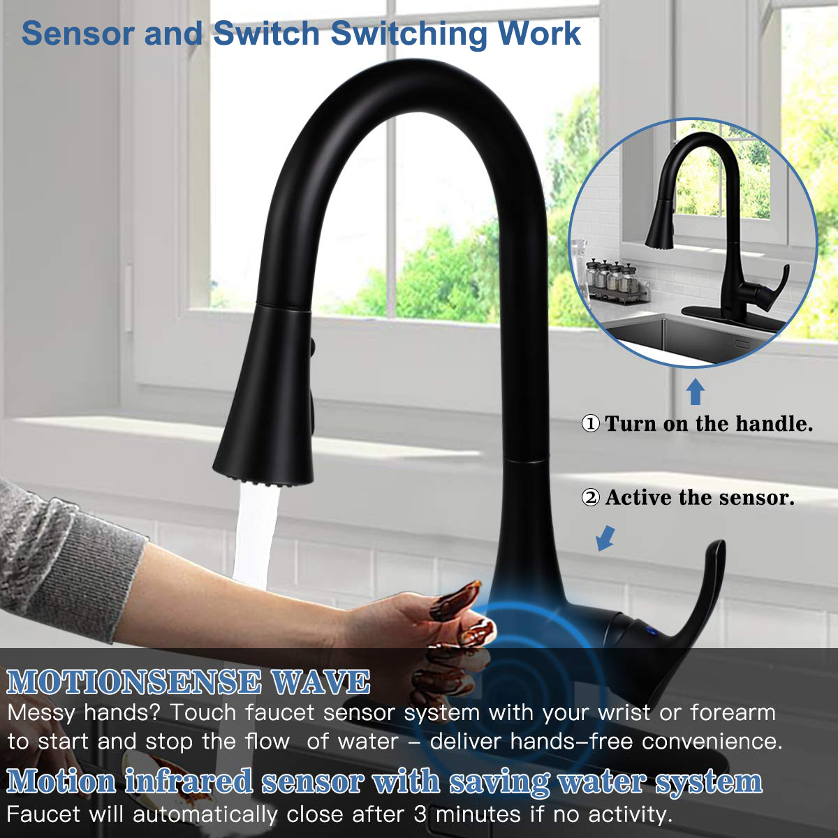 Aquacubic cUPC Messing Automatische Smart Swan Zwanenhals Touchless Sensor Infrarood Pull Down Keukenkraan