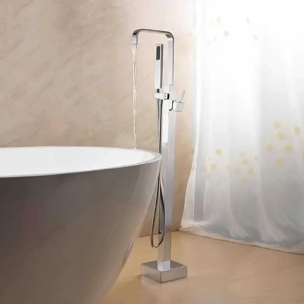 USA op de vloer gemonteerde badkamer badvuller douchekraan messing badkuipkraan met enkele handgreep