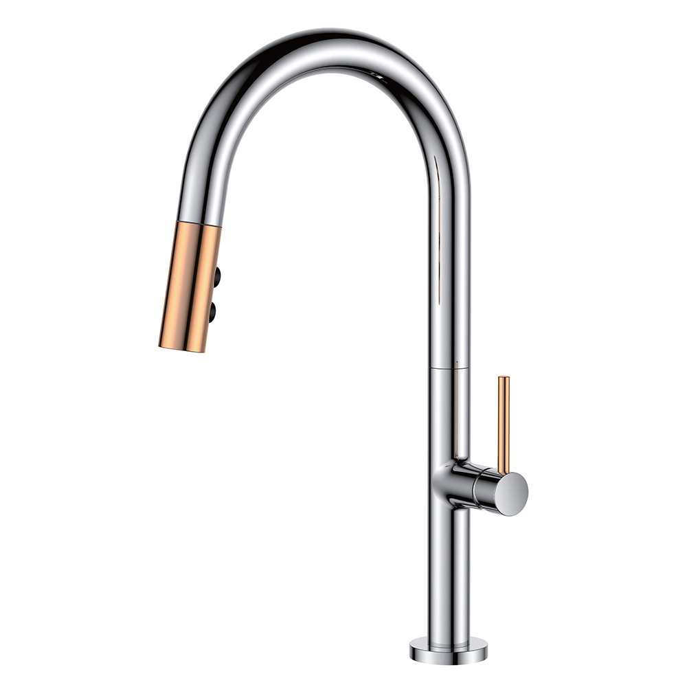 Aquacubic cUPC Enkele handgreep Chrome Pull Down Kitchen Sink Kraan / Kraan met 2 standen sproeier