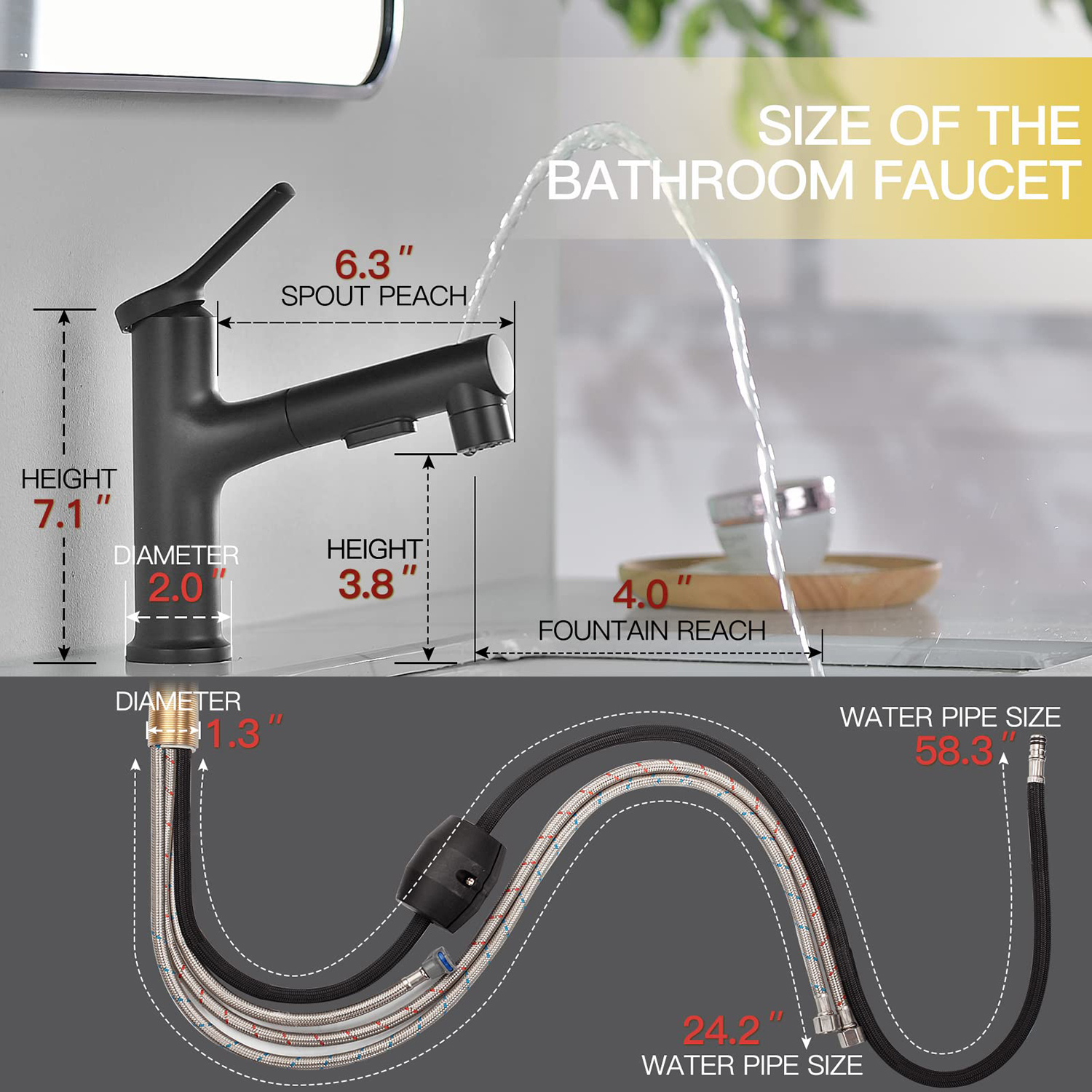 Aquacubic Multi Place-toepassing in matzwarte uittrekbare sproeiermodus Toiletkranen