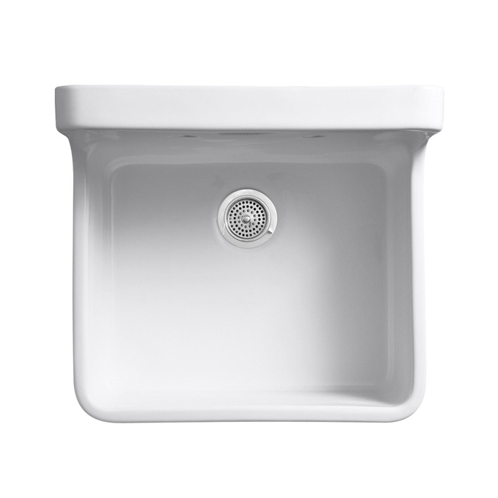UPC Keramische Utility-gootsteen Wandmontage Boerderij Schort Front Country Kitchen Sink met 8-inch Centers wasbak