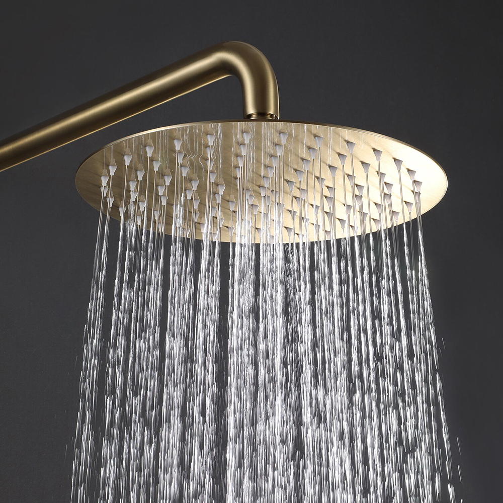 Aquacubic Geborsteld Goud Dubbele Handgreep Douche Kraan Set 10 ' Regendouche Met Handdouche Sproeier