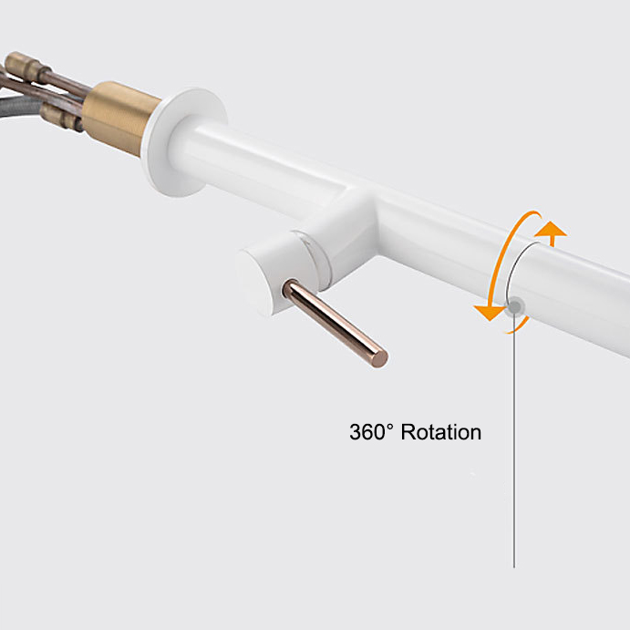 Enkele handgreep witte pull-down keukenkraan / kraan met roségouden sproeier