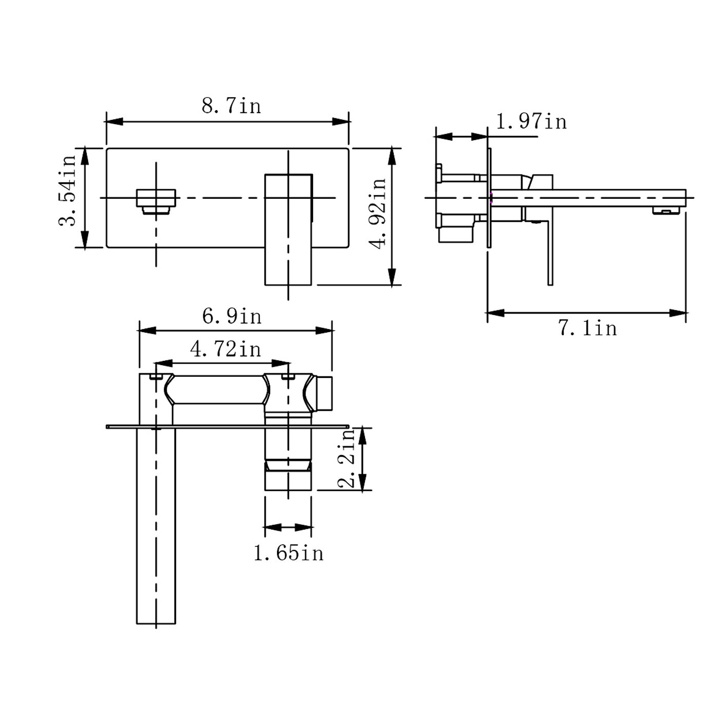 Wandmontage Single Handvat Badkamer Bad Wastafel Mengkraan