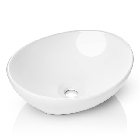 Moderne eivorm ovale witte keramische badkamer wastafel