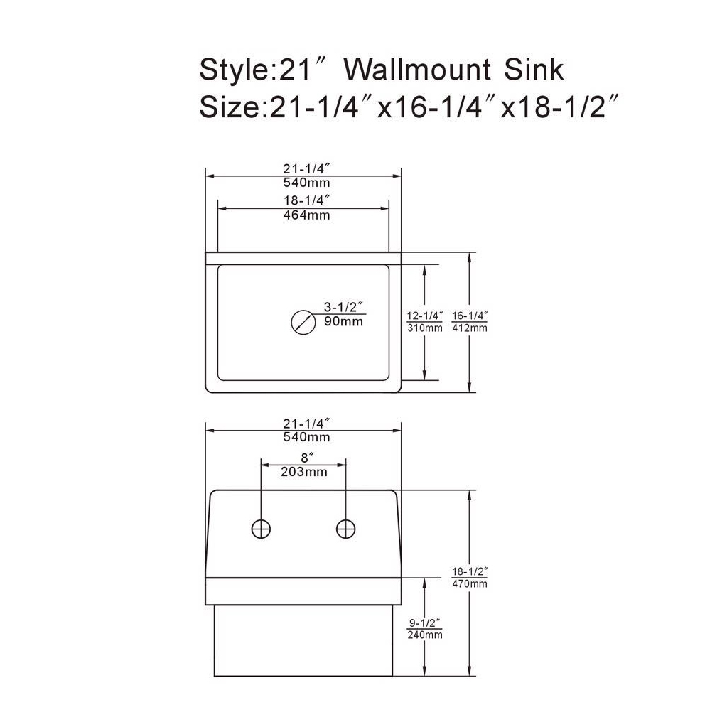 UPC Keramische Utility-gootsteen Wandmontage Boerderij Schort Front Country Kitchen Sink met 8-inch Centers wasbak